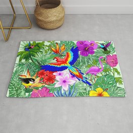 Wild Birds and Tropical Nature Pattern Area & Throw Rug