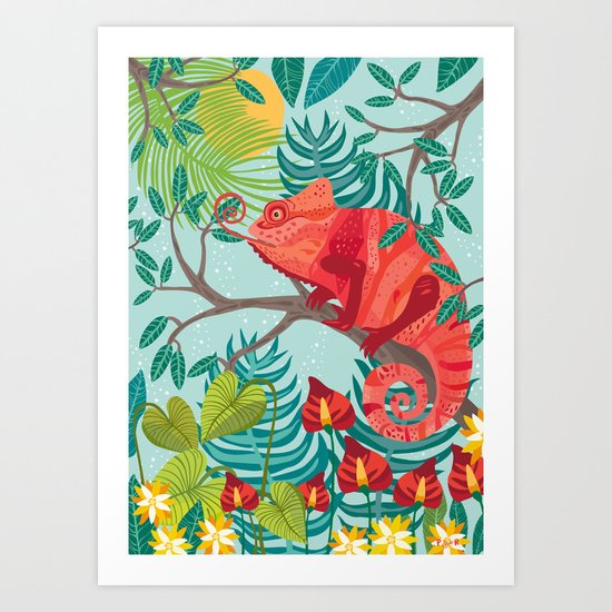 The Red Chameleon Art Print