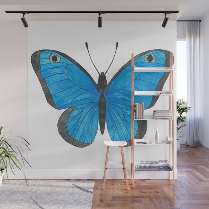 Morpho Butterfly Illustration Wall Mural