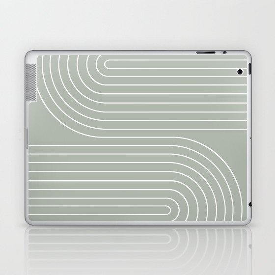 Minimal Line Curvature LXXXIX Pastel Sage Green Mid Century Modern Arch Abstract Laptop & iPad Skin