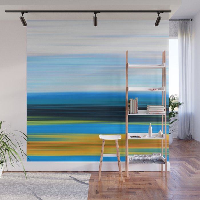 Fresh Air - Colorful Blue And Orange Abstract Art Wall Mural