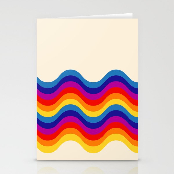 Wavy retro rainbow Stationery Cards