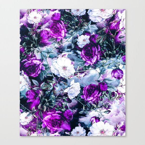 Flowers on Blue Canvas Print