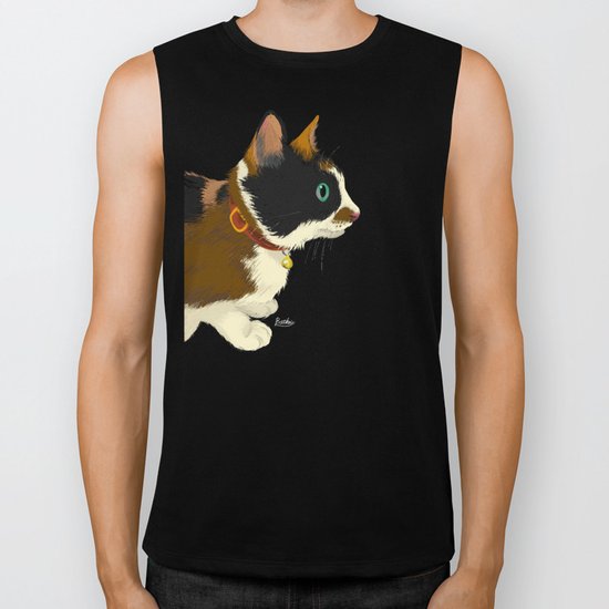 My cat in the dark Biker Tank