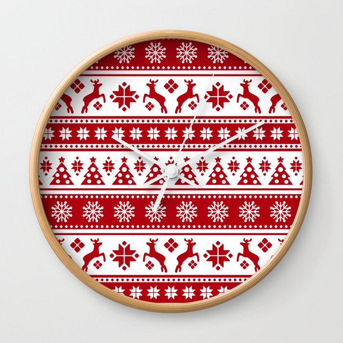 Christmas Holiday Nordic Pattern Cozy Wall Clock