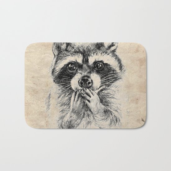 Surprised raccoon Bath Mat