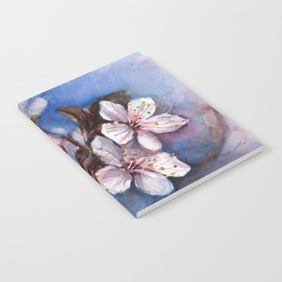Cherry Blossoms Watercolor Spring Flowers Notebook