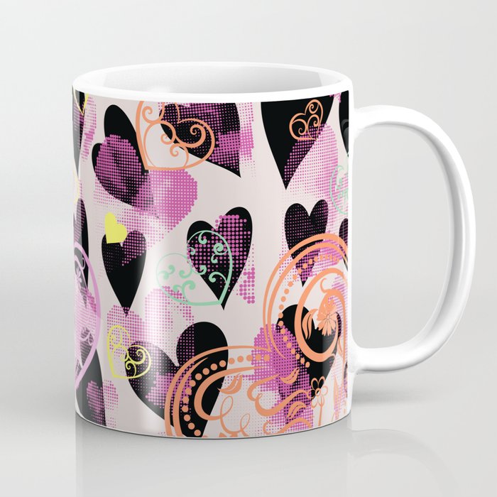 Colorful Heart Doodled Valentines Day Anniversary Pattern Coffee Mug