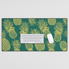 Fresh Pineapples Teal & Yellow Desk Mat