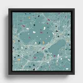 Madison, USA - terrazzo city map collage Framed Canvas