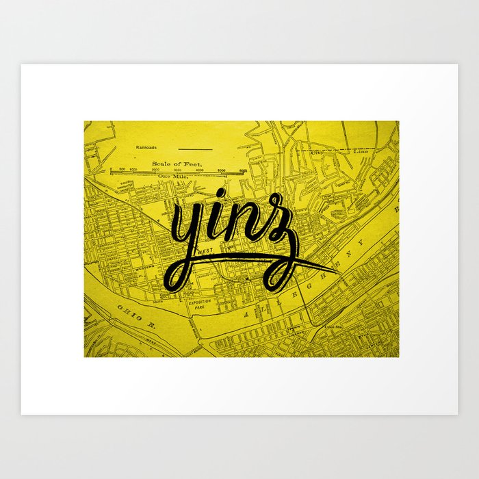 Pittsburgh yinz lettering Art Print by Tomboy