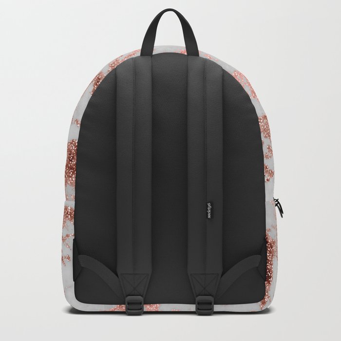 Stylish white marble rose gold glitter texture image Backpack by InovArtS Society6