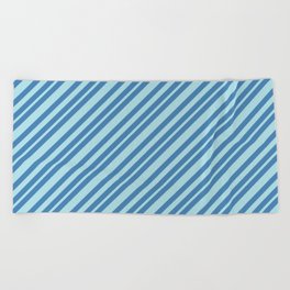 [ Thumbnail: Blue & Powder Blue Colored Striped/Lined Pattern Beach Towel ]
