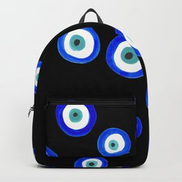 Scattered Evil Eyes on Black Backpack