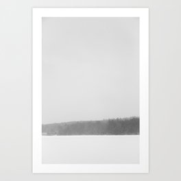 Frozen lake with trees in winter Art Print