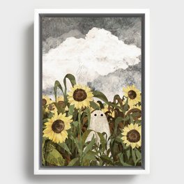 There's A Ghost in the Sunflower Field Again... Framed Canvas