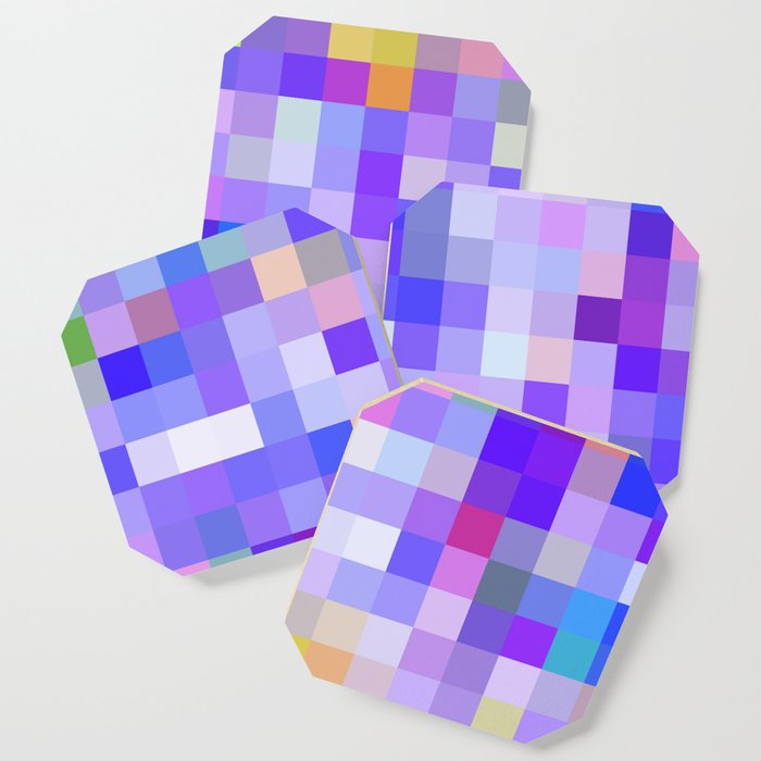 geometric square pixel pattern abstract background in blue pink purple Coaster