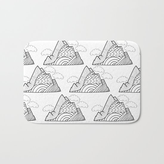 The small clouds and the mountains pattern Bath Mat