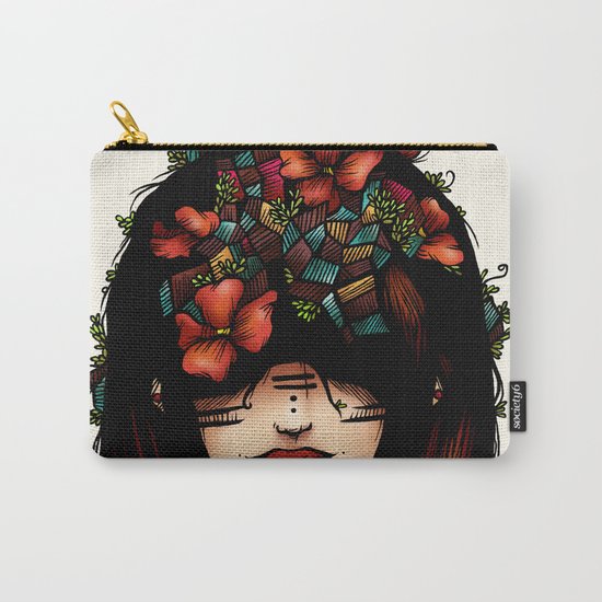 The girl who was thinking about geometry & red flowers Carry-All Pouch
