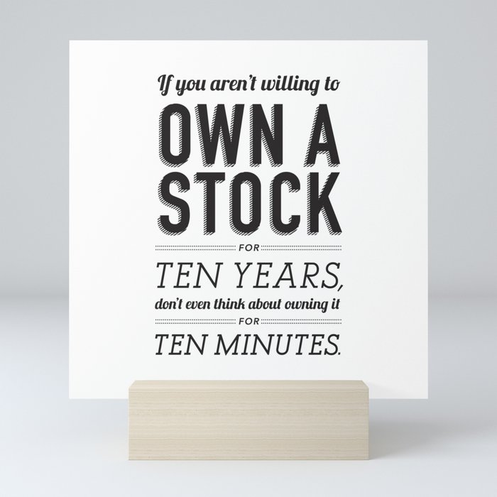 Buffett | Own a Stock | Typography | White Mini Art Print