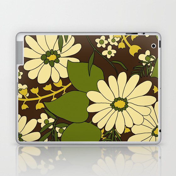 Retro 80S spring green floral print Laptop & iPad Skin