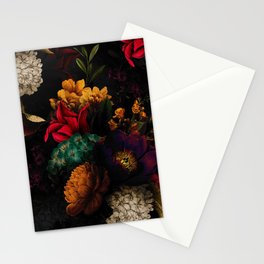 Midnight Hours Dark Vintage Flowers Garden Stationery Card