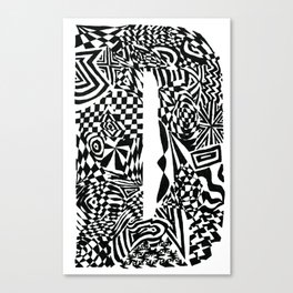 Alphabet Letter D Impact Bold Abstract Pattern (ink drawing) Canvas Print