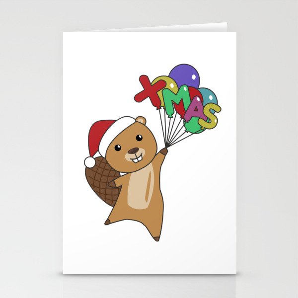 Beaver Merry Christmas Winter Animals Beaver Stationery Cards