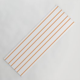 [ Thumbnail: White & Brown Colored Lines/Stripes Pattern Yoga Mat ]