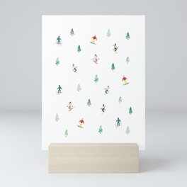 Winter Skiers Mini Art Print