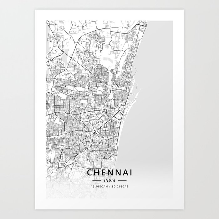 Chennai Map Map Poster Minimalist Map Art Chennai Print India Gift Map