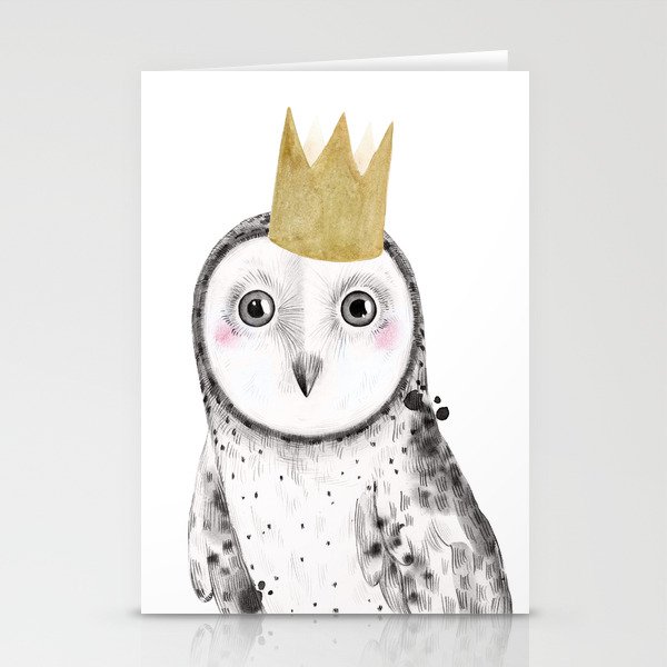 Owl with Crown Stationery Cards