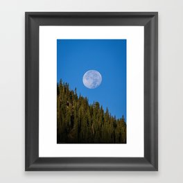 Waxing Gibbous Moon Over the Firs in Alpenglow, Peru Creek, Colorado Framed Art Print