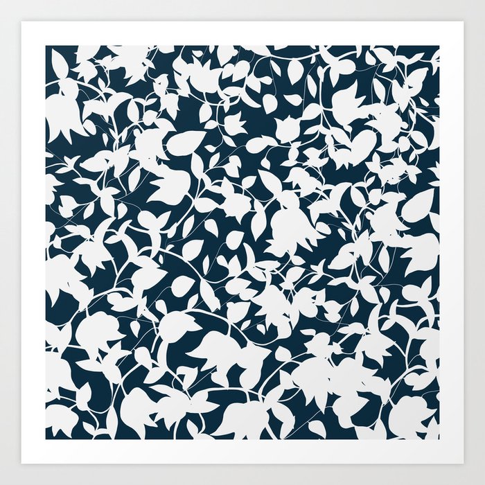 Meadow Flowers - Blue-and-White #decor #society6 #buyart Art Print