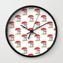 Toadstool Pattern Wall Clock
