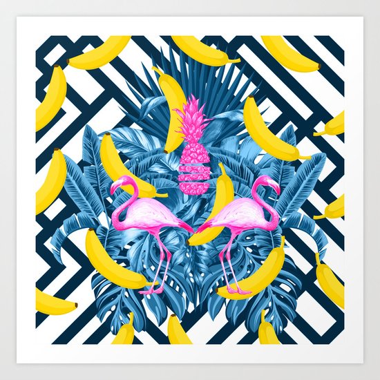 tropical banana fun Art Print