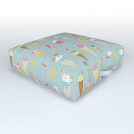 Vintage Ice Cream Pattern Outdoor Floor Cushion