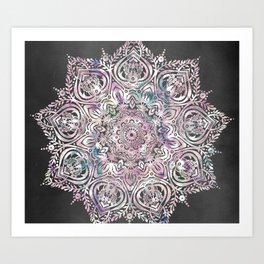 Dreams Mandala - Magical Purple on Gray Art Print