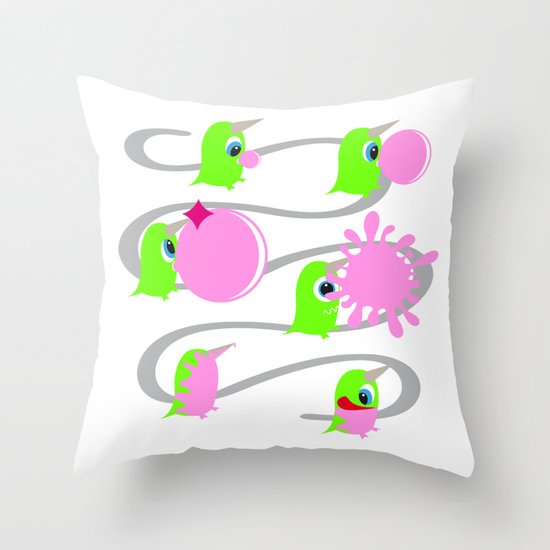 Bubol bubble gum Throw Pillow