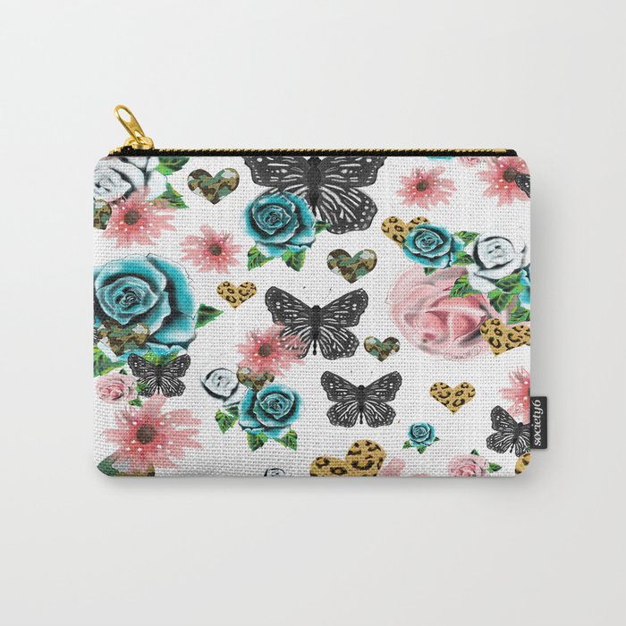 Black Floral Carry-All Pouch