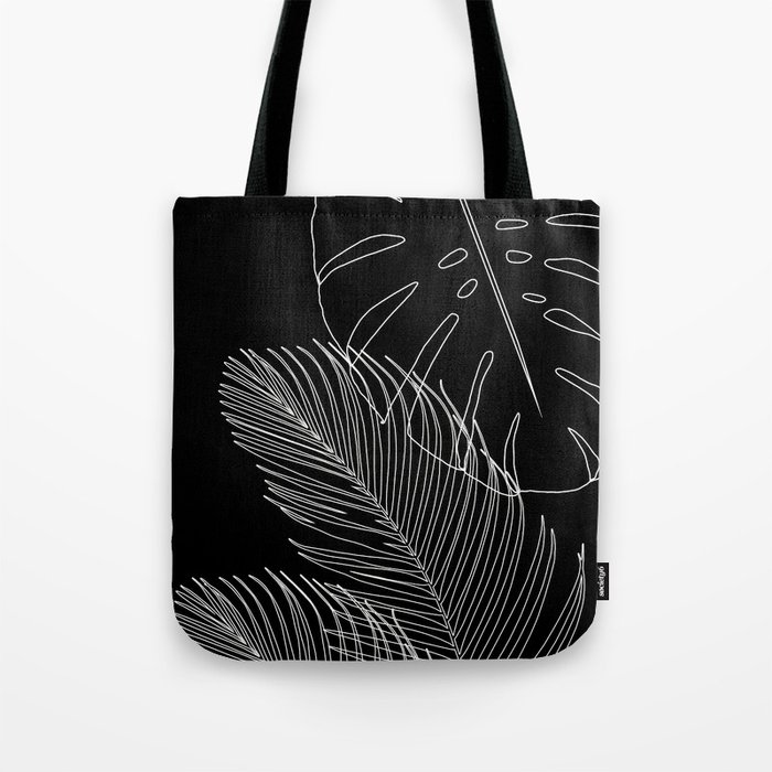 Monstera Palm Leaves Finesse Line Art #4 #tropical #decor #art #society6 Tote Bag