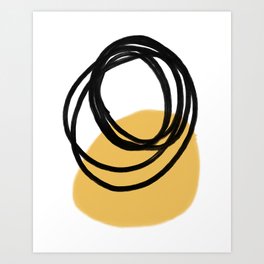 Mid Century Modern minimalist black and yellow abstract Art Art Print