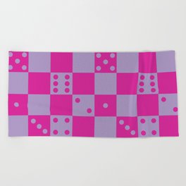 Checkered Dice Pattern \\ Y2K Colors Beach Towel