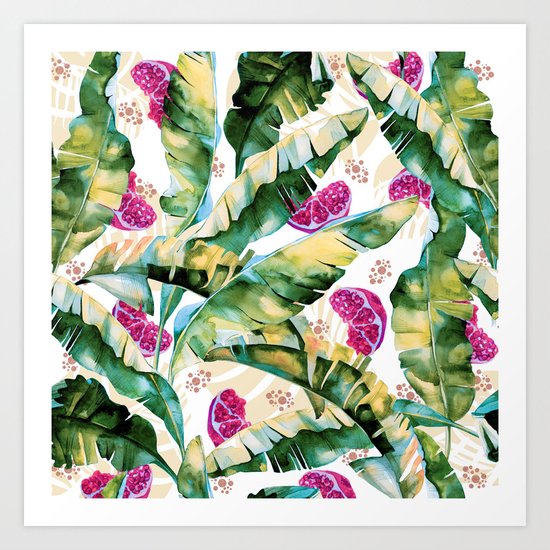 Banana leaf & Pomegranate II Art Print