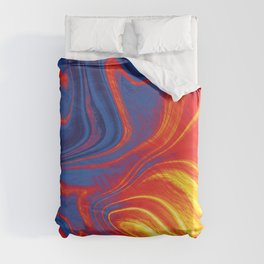Fire and Ice Swirl Marble (Red, Orange, Blue) Duvet Cover | Pattern, Modern, Marble, Swirl, Graphicdesign, Abstract, Fireandice 