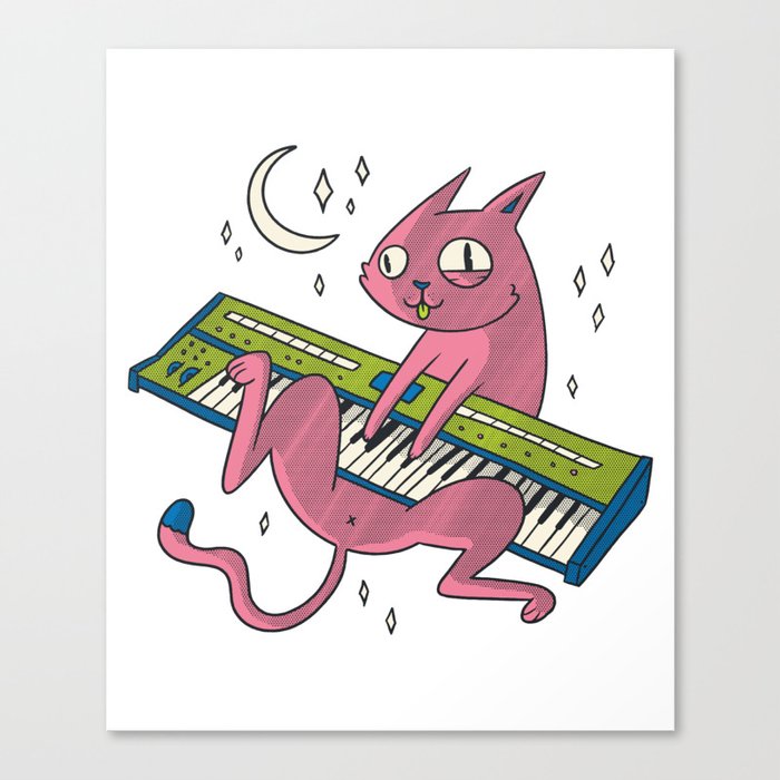 funny Cat Synth Canvas Print