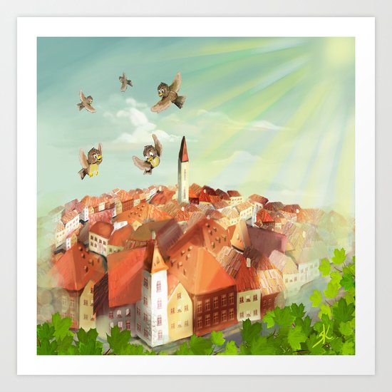 Sunny town Art Print
