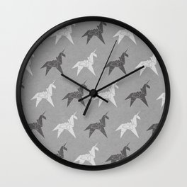 Origami Unicorn Grey Wall Clock
