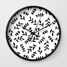 Leaves Pattern (black/white) Wall Clock