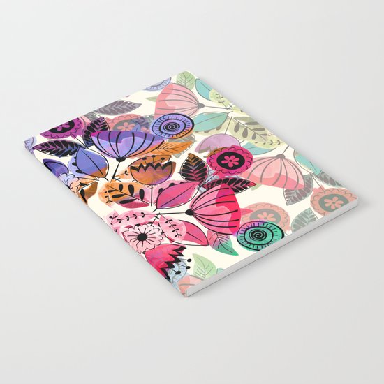 Pink and indigo flower pattern Notebook